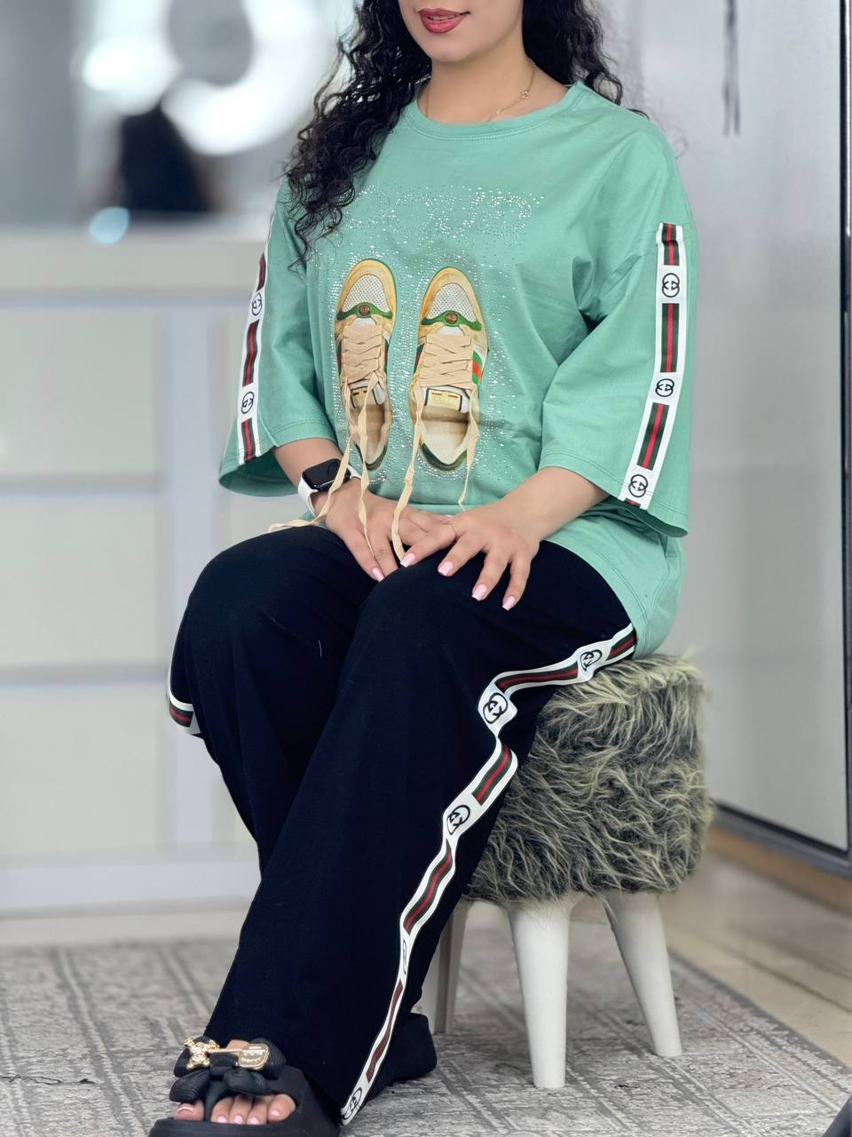 ست لانگ شلوار طرح کفش کد ۵۹۰۲